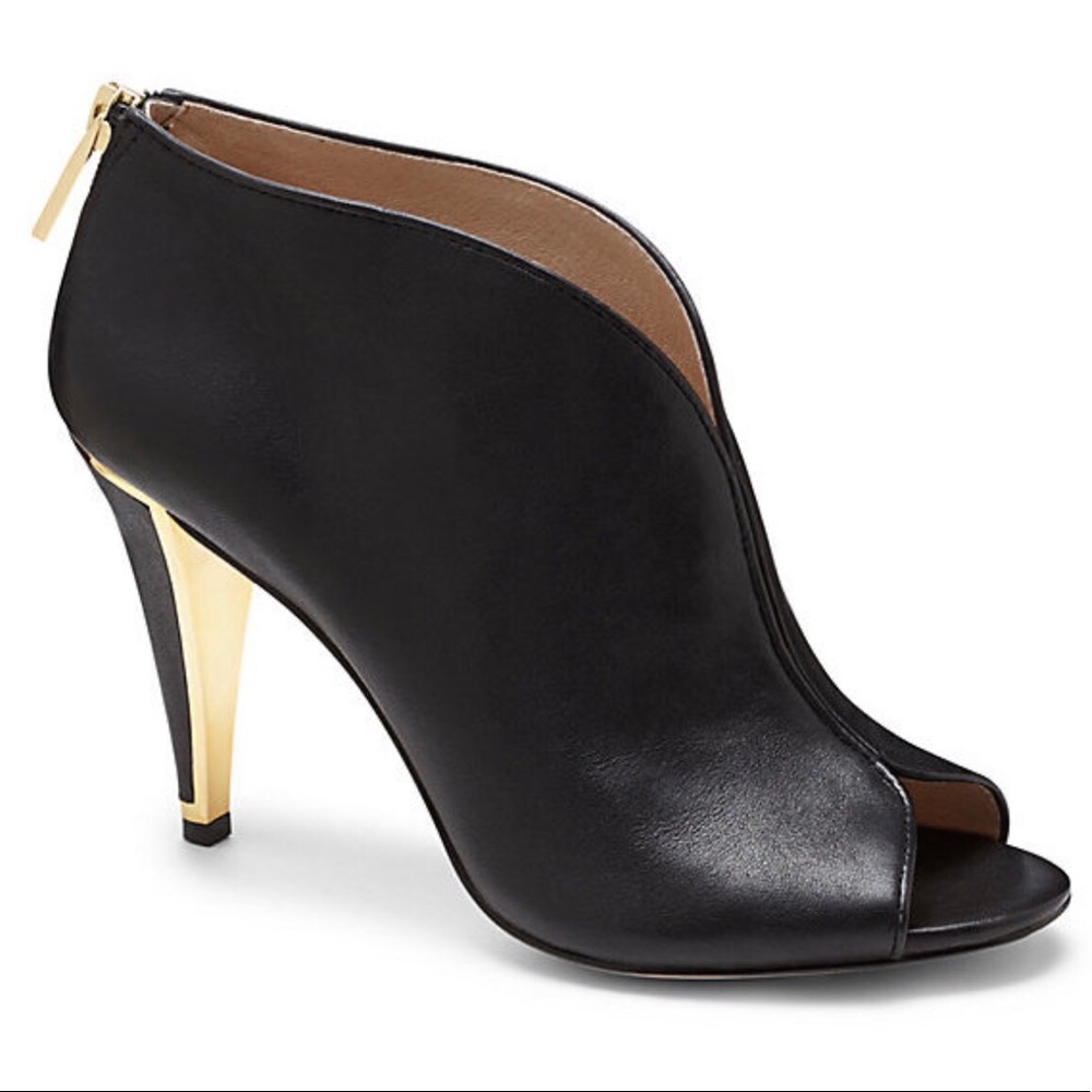 LOUISE ET CIE BLACK GOLD LEATHER BOOTIES